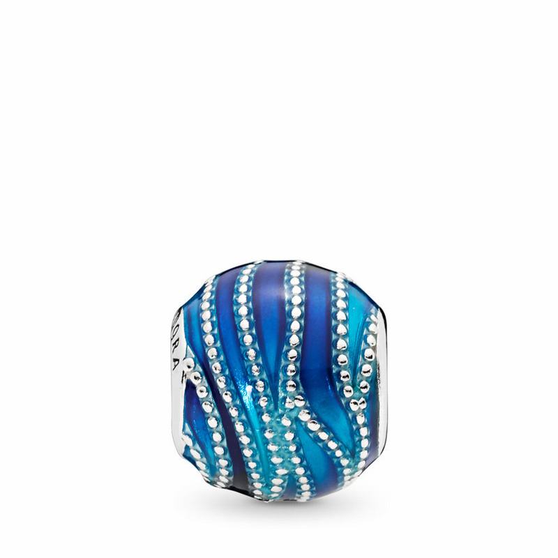 Pandora Blue Swirls Charm - Sterling Silver/Enamel/Blue - Canada | XH7843CD